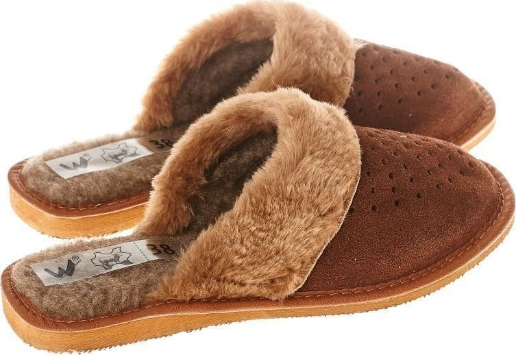 Wójciak Płaskie papucie góralskie pantofle ciepłe z miękkim kożuszkiem z wełny pw211 41