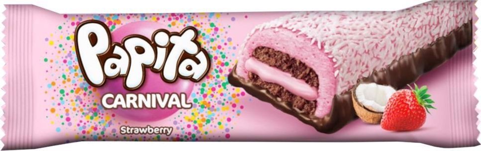 XXXXXXXX_Inny (Noname) Papita Carnival Ciastka kakaowe z pianką i nadzieniem truskawkowym 36 g