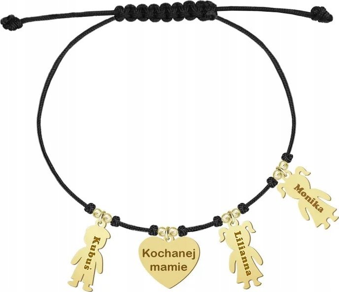 Radziszewska Jewellery Bransoletka Pozłacana Serce Imię Dziecka 925 Biżuteria Prezent GRAWER