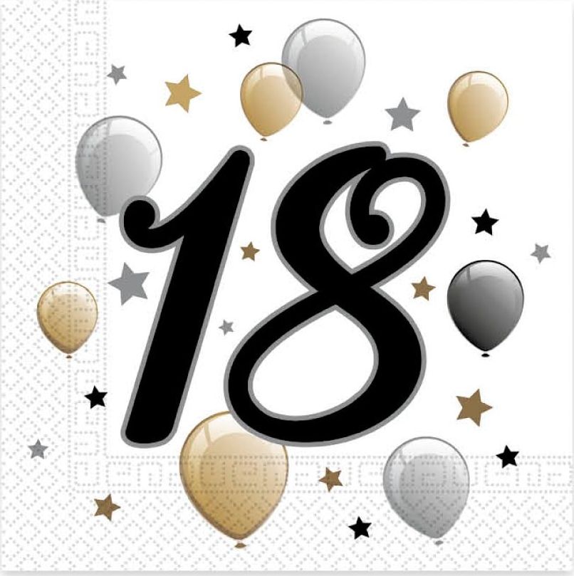 PROCOS Serwetki na osiemnaste urodziny - 33 cm - 20 szt. uniwersalny