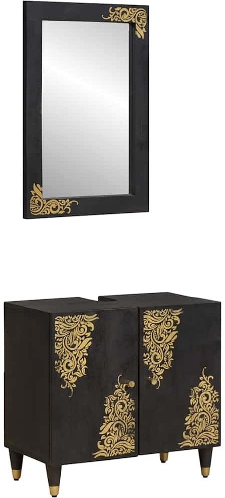 vidaXL Zestaw Szafek Łazienkowych 2 pcs Czarny mango drewno