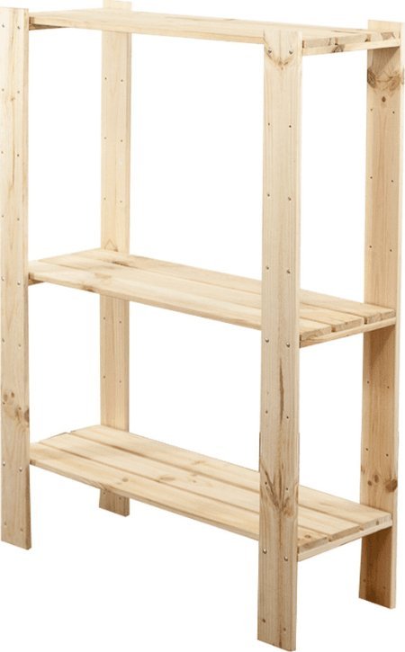 Wamar-Sosenka MAXI Surowy Regał Drewniany 115x80x30 cm 3 Półki ażurowe Drewno sosnowe Naturalny MAXI-3LA / Wamar-Sosenka