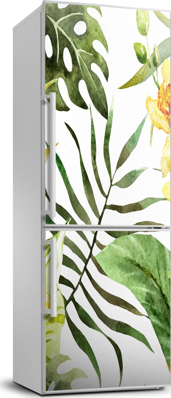 Tulup Naklejka samoprzylepna na lodówkę 70x190 cm Tropikalne kwiaty