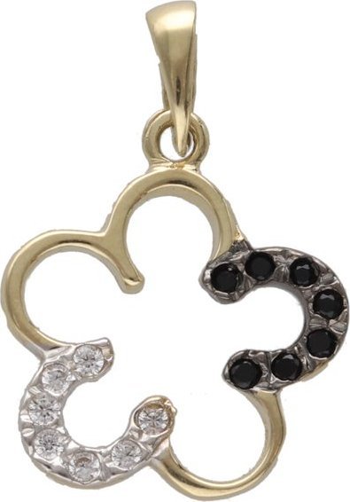 Lovrin Złota przywieszka 585 kwiatek ramka z cyrkoniami