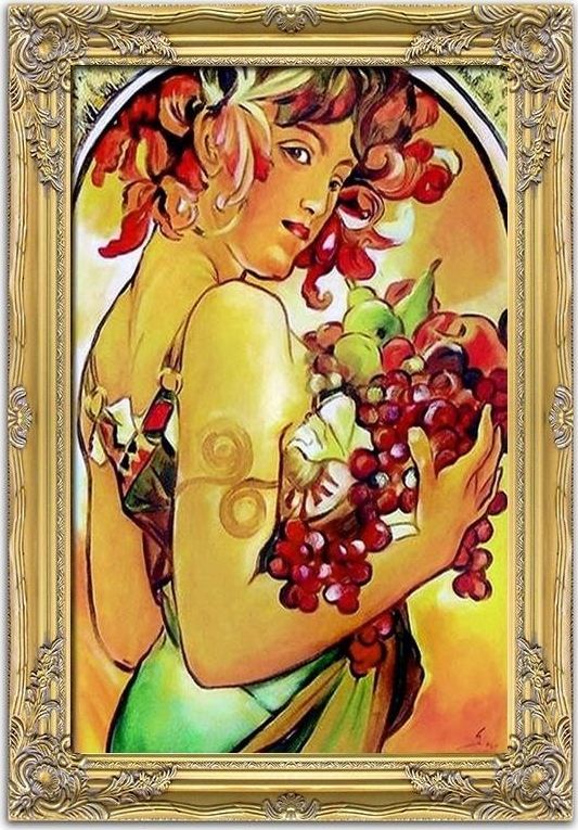 GO-BI Obraz - Alfons Mucha - olejny, ręcznie malowany 77x107cm uniwersalny