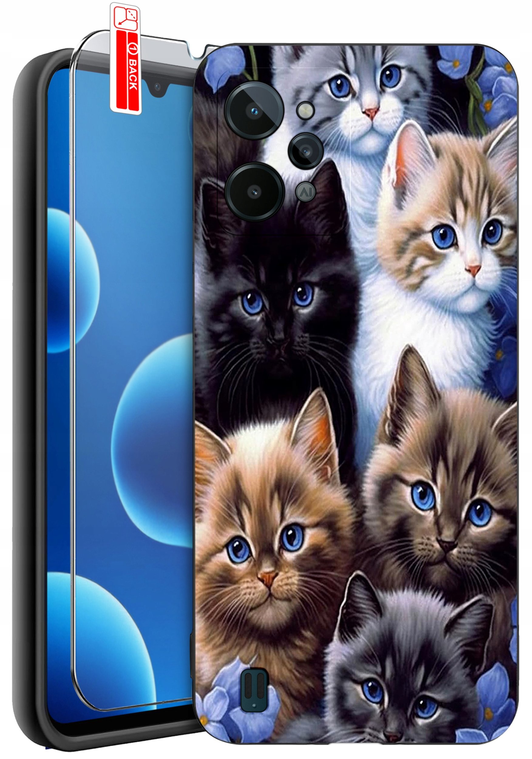 ETUI do Realme C31| WZORY | SILIKONOWE MATT CASE + SZKŁO 9H