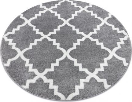 Dywany Łuszczów Dywan SKETCH koło - F343 szaro/biała koniczyna marokańska trellis, koło 120 cm