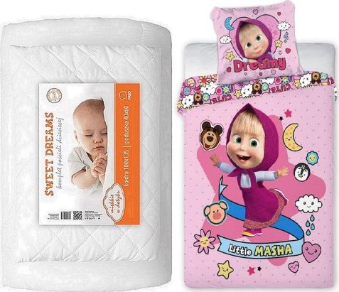 Faro Komplet do łóżeczka kołdra pościel podusia 100x135 Masza I niedzwiedź