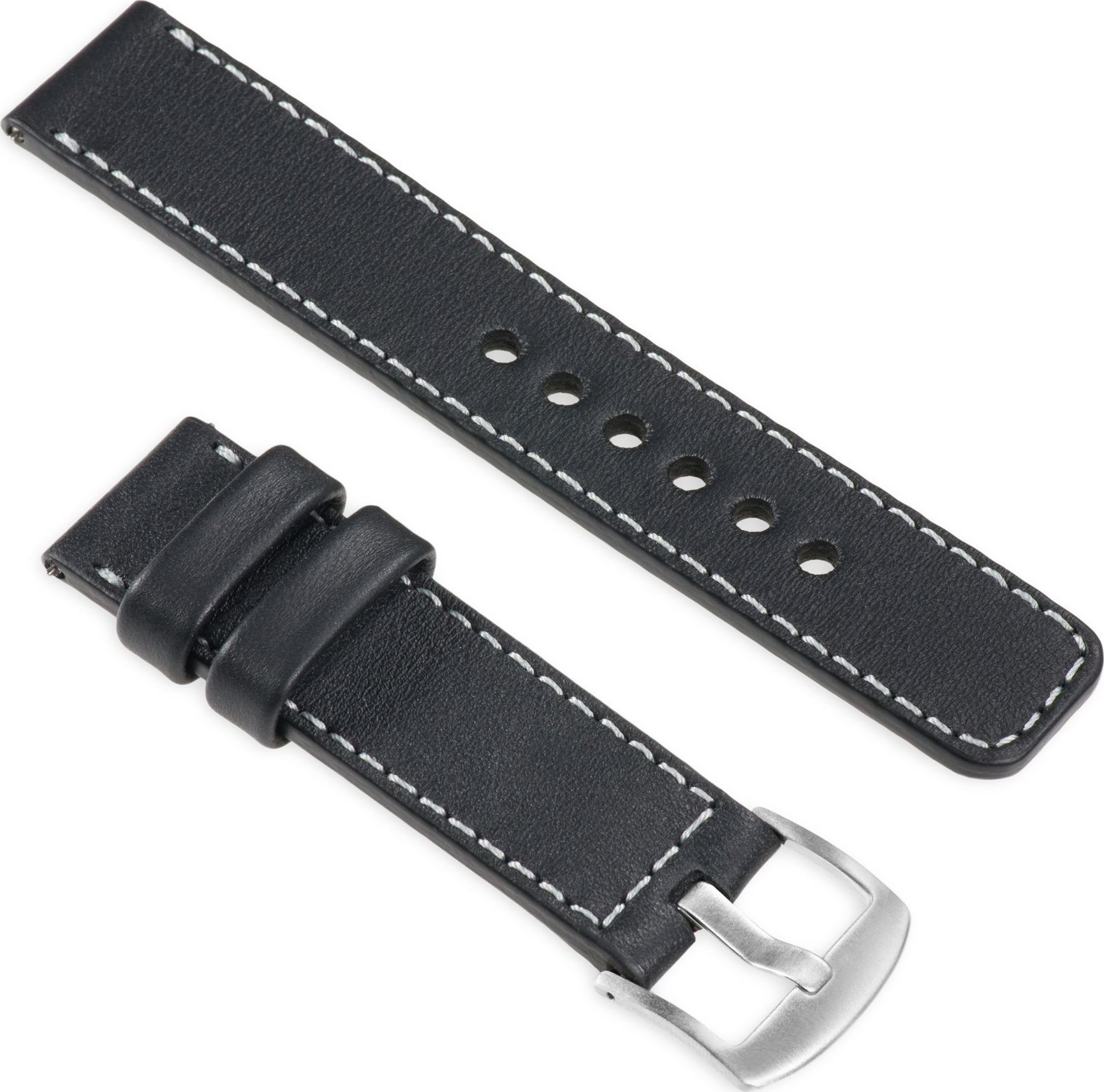 moVear Polski Elegancki Skórzany pasek 22mm do zegarka / smartwatcha | Czarny moVear uBand C1, rozmiar M/L Standard