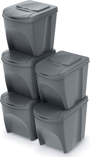 Kosz na śmieci Prosperplast Sortibox do segregacji 5 x 25L szary (IKWB25S5-405U)