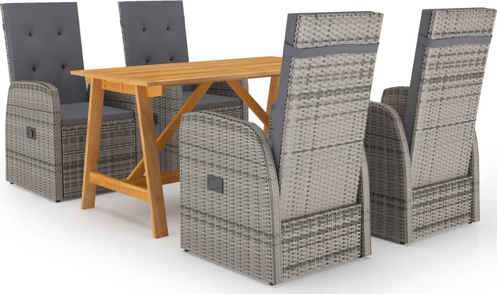 vidaXL 5-częściowy zestaw mebli ogrodowych, szary