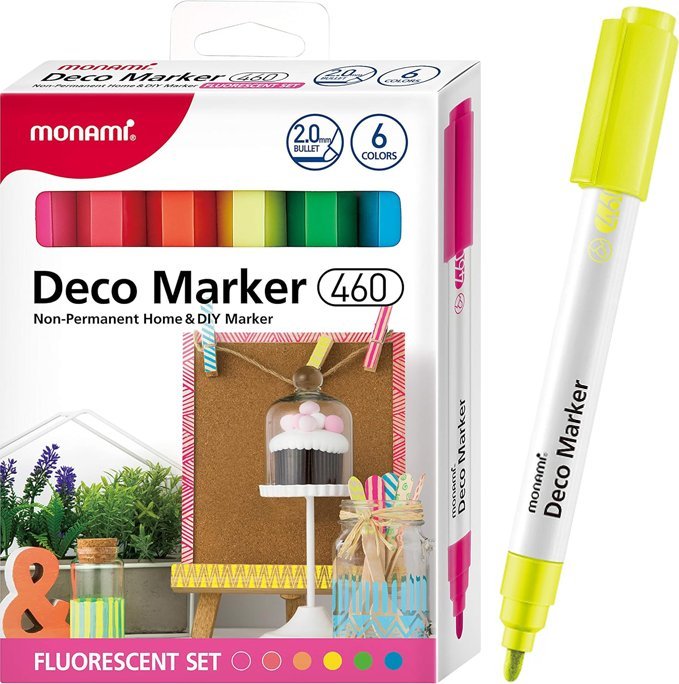 Monami Markery Akrylowe Dekoracyjne Deco Marker B 460 6 Kolorów Fluorescencyjny