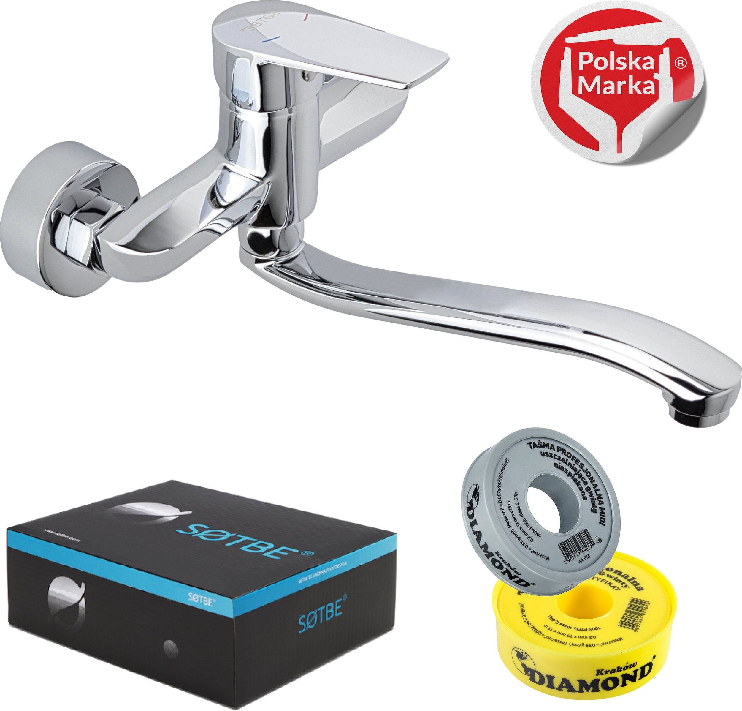 Bateria kuchenna Sotbe SOTBE GAULA Bateria kuchenna ścienna Ruchoma wylewka 30 cm