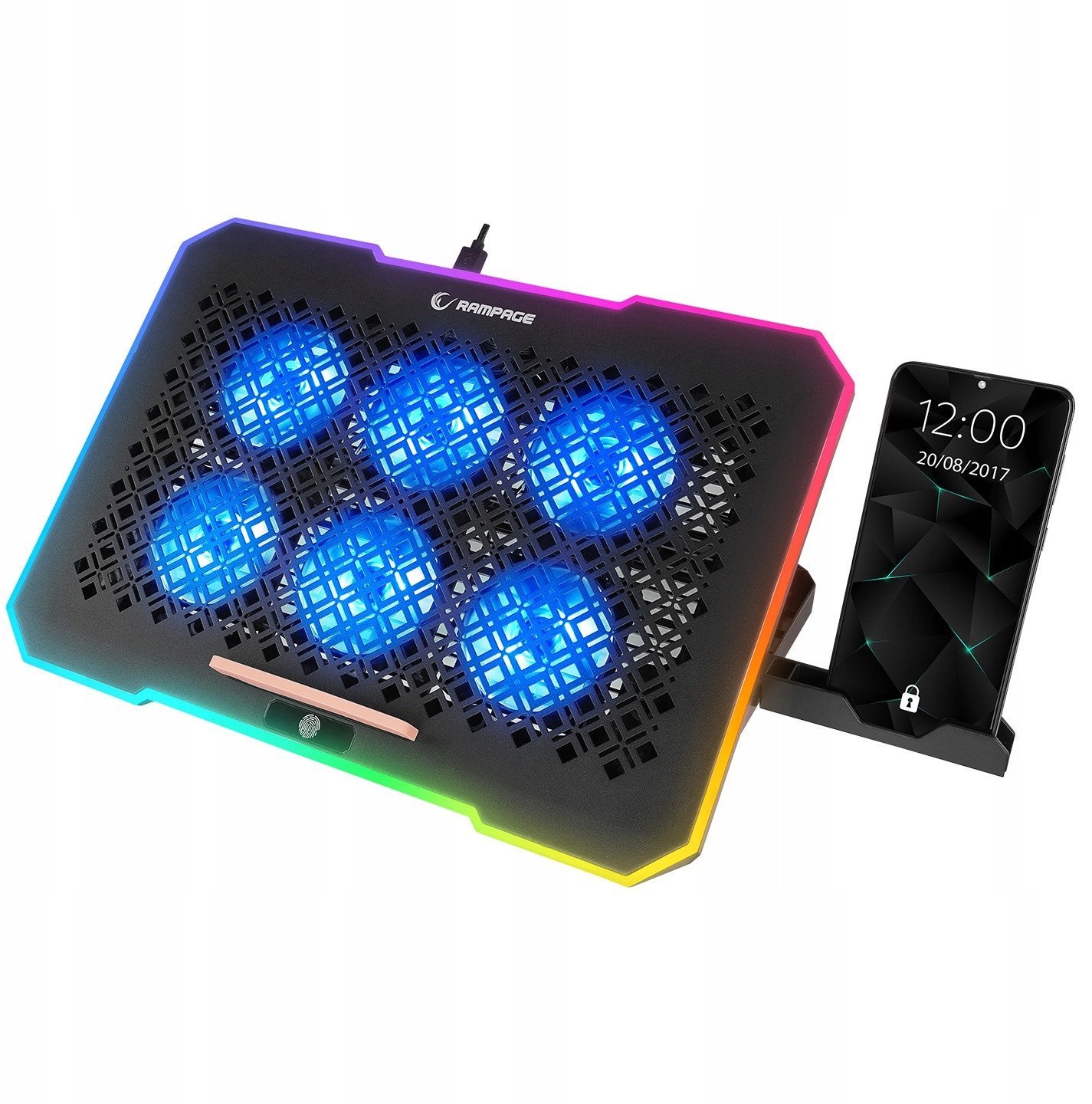 Podstawka chłodząca Rampage FREEZ pod laptop 9-17'' RGB 6 wentylatorów, czarna