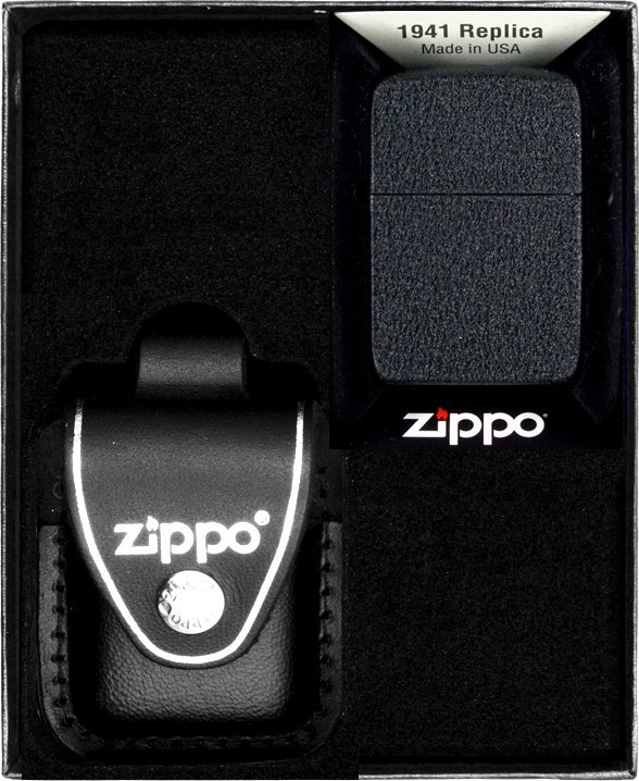 Zestaw ZIPPO Zapalniczka BLACK CRACKLE REPLICA Prezentowy No3