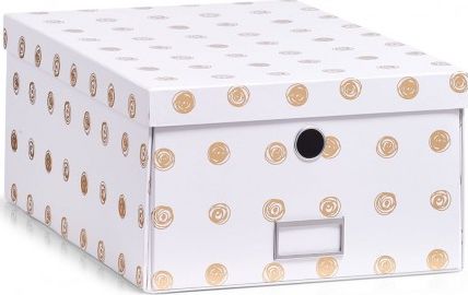 Zeller Zeller, Pudełko kartonowe z zakrywką, Złote Punkty, 40x29x17cm