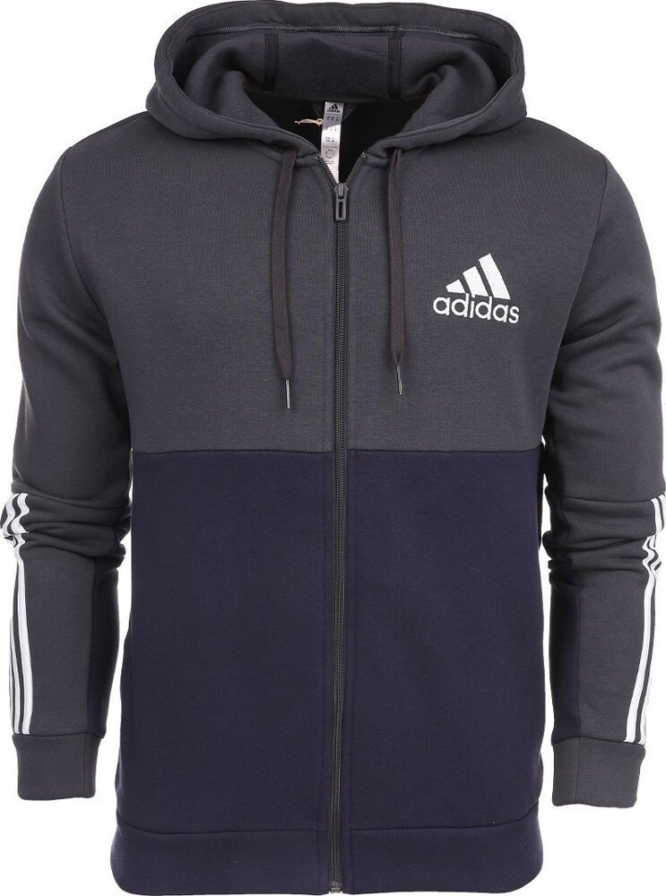 Adidas Bluza męska adidas Essentials Colorblock Fleece Full-Zip Hoodie szaro-granatowa HK2879 S