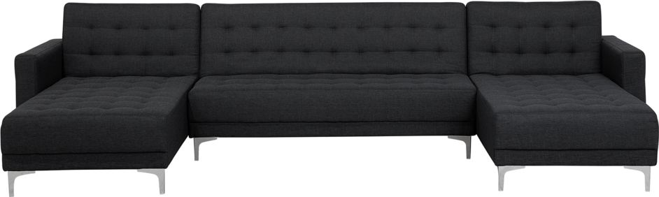 Beliani Narożnik rozkładany 5-osobowy grafitowy ABERDEEN