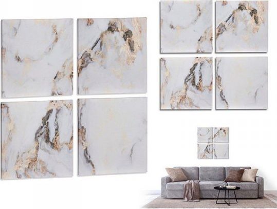 Gift Decor Obraz Płótno Marmur Biały (4 Części)