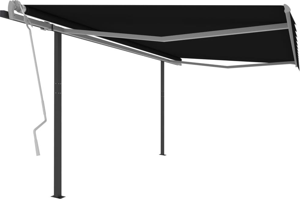 vidaXL Ręcznie zwijana markiza ze słupkami, 4,5x3 m, antracytowa