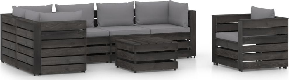 vidaXL 7-cz. zestaw wypoczynkowy do ogrodu, z poduszkami, drewniany