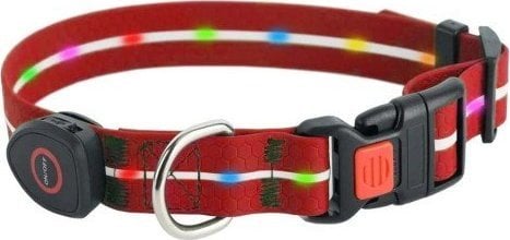 Obroża z kolorową iluminacją LED dla średnich i dużych psów, czerwona