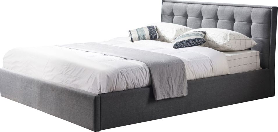 Selsey SELSEY Łóżko tapicerowane z pojemnikiem Harinn 90x200 cm popielate