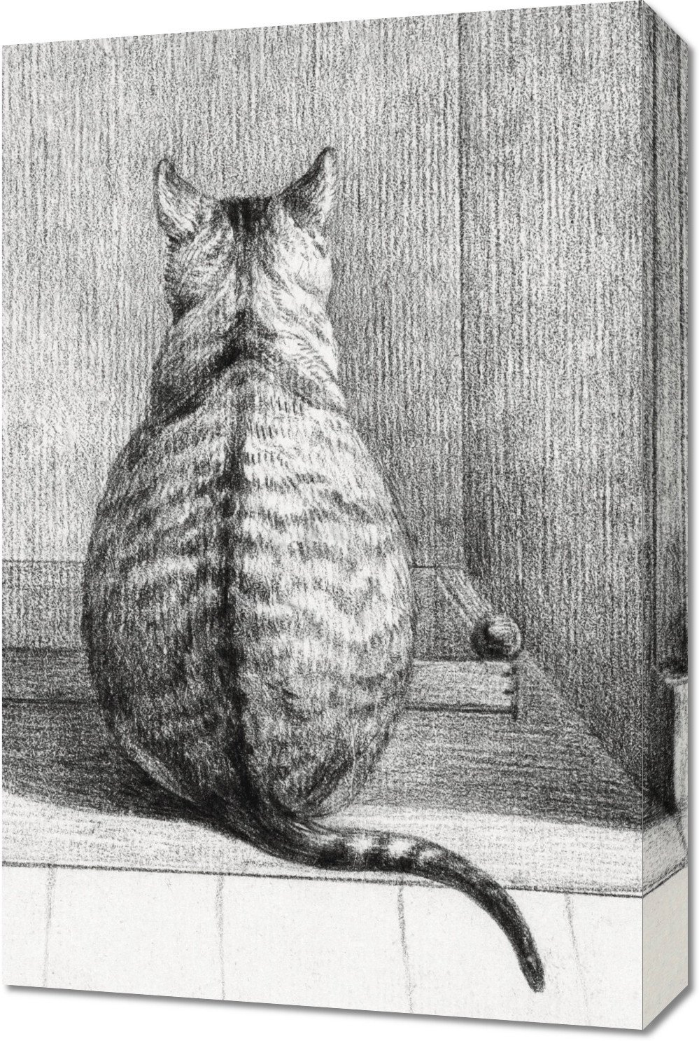 Obraz 40x60cm Siedzący Kot, Jean Bernard Vintage do Salonu