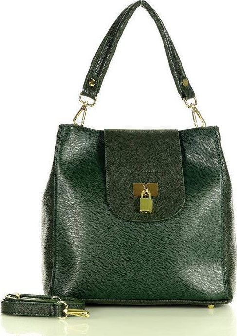 Kemer Elegancka torebka na ramię skóra naturalna vera pelle a tracolla - MARCO MAZZINI ciemny zielony