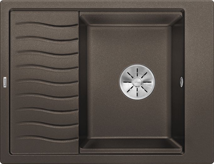Zlewozmywak Blanco Elon 45 S Silgranit kawowy z korkiem InFino, kratka ociekowa (524833)
