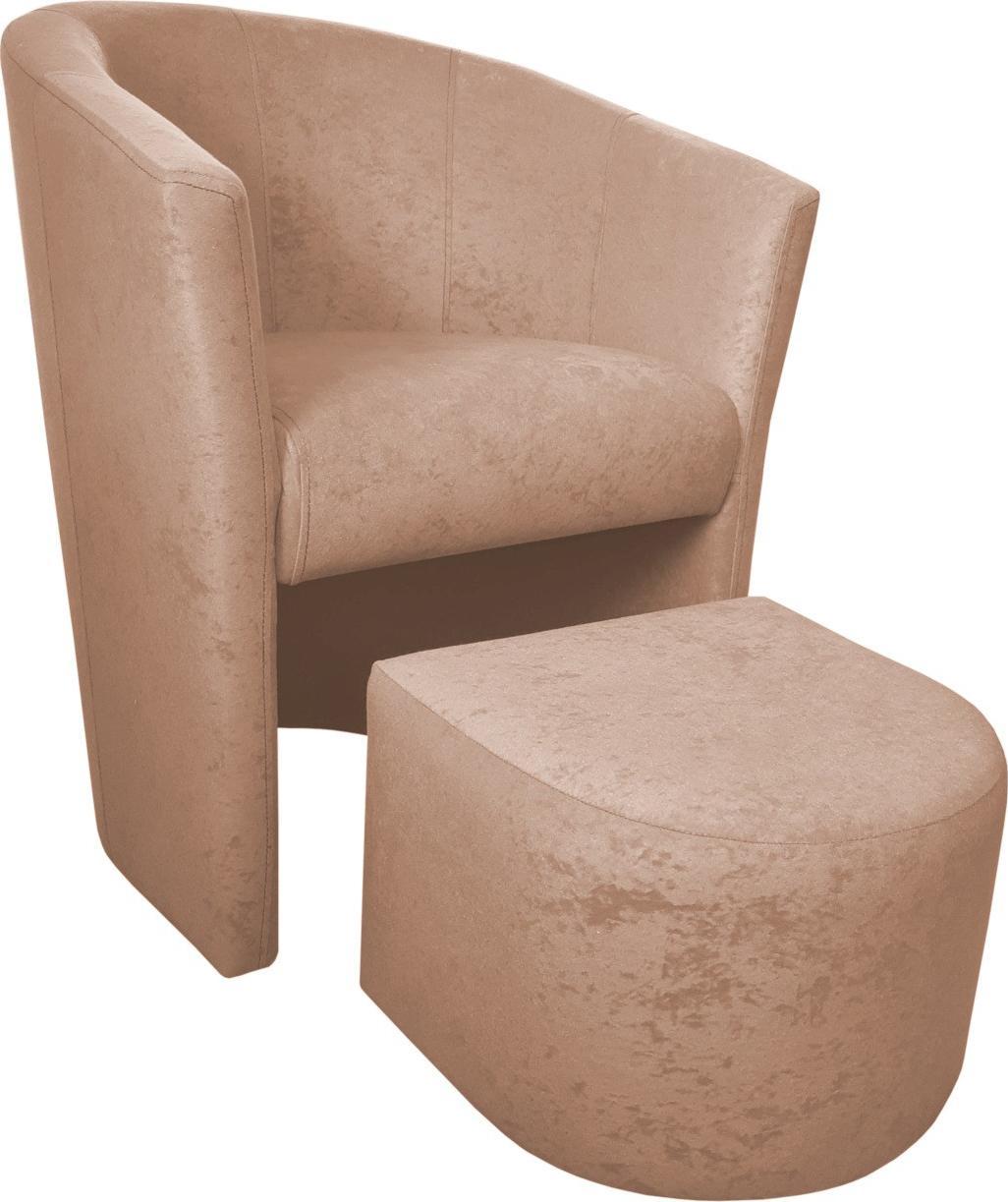 Atos Fotel Club z podnóżkiem Mikrofaza 2 Beż