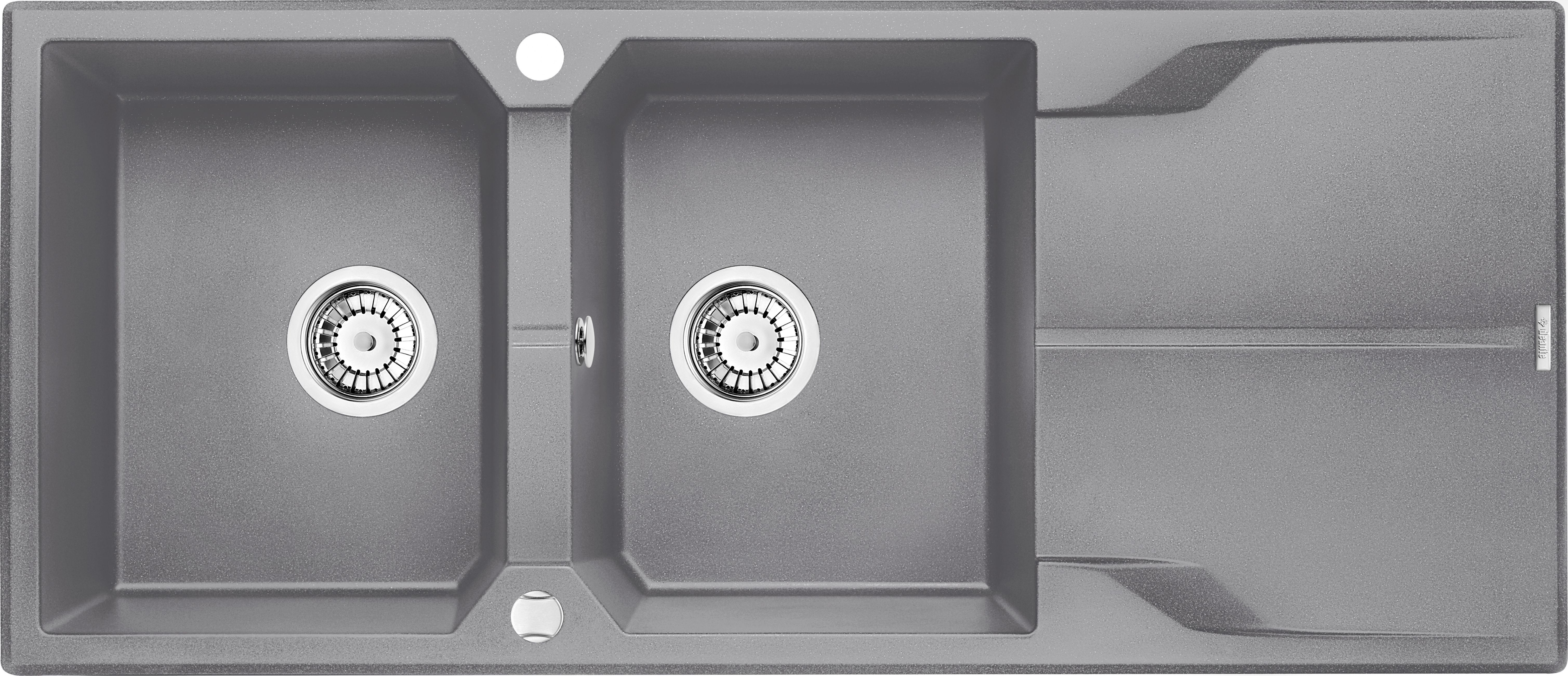 Zlewozmywak Deante .ANDANTE SZARY GRANIT 2K Z/O 1160x500x210, 3,5"+SPACE SAVER