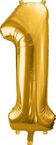 Party Deco Balon foliowy Cyfra "1", 86cm, złoty uniwersalny