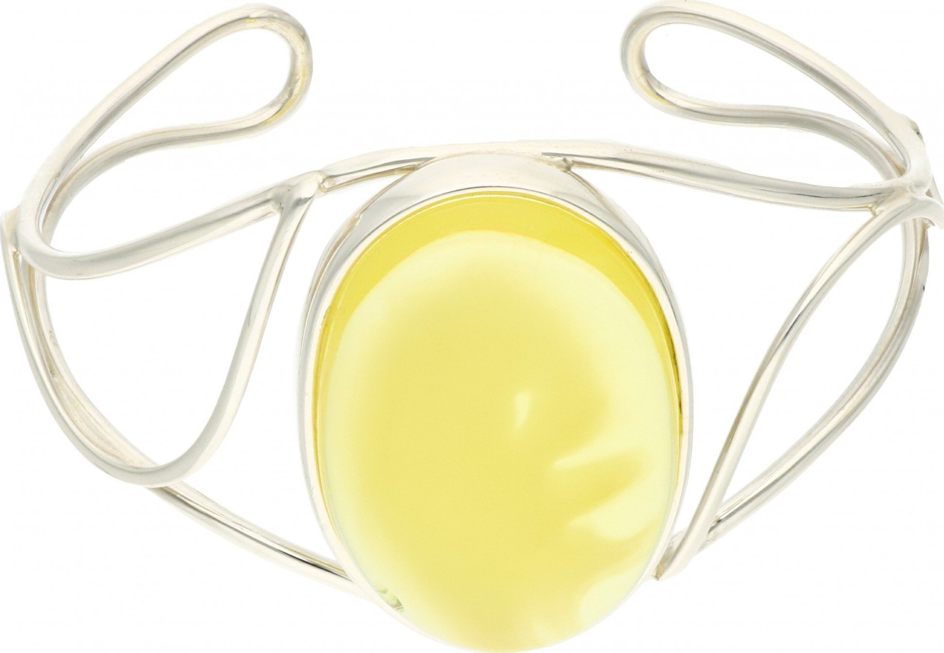 Rosanto Sztywna srebrna bransoleta z niezwykłym bursztynem 925