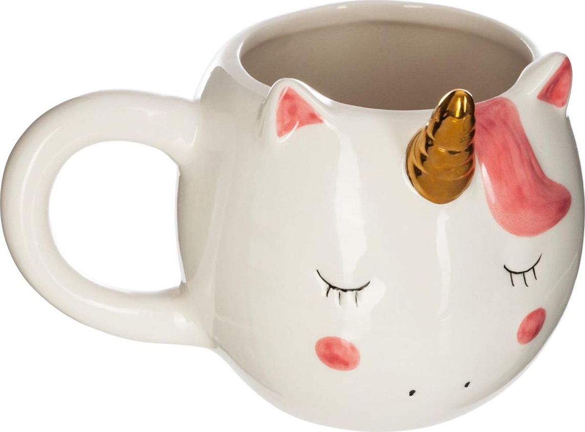 Atmosphera Biały kubek ceramiczny Unicorn 330 ml