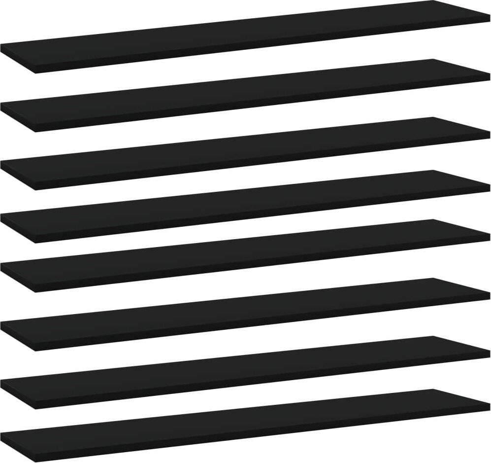 vidaXL Półki na książki, 8 szt., czarne, 100x20x1,5 cm, płyta wiórowa