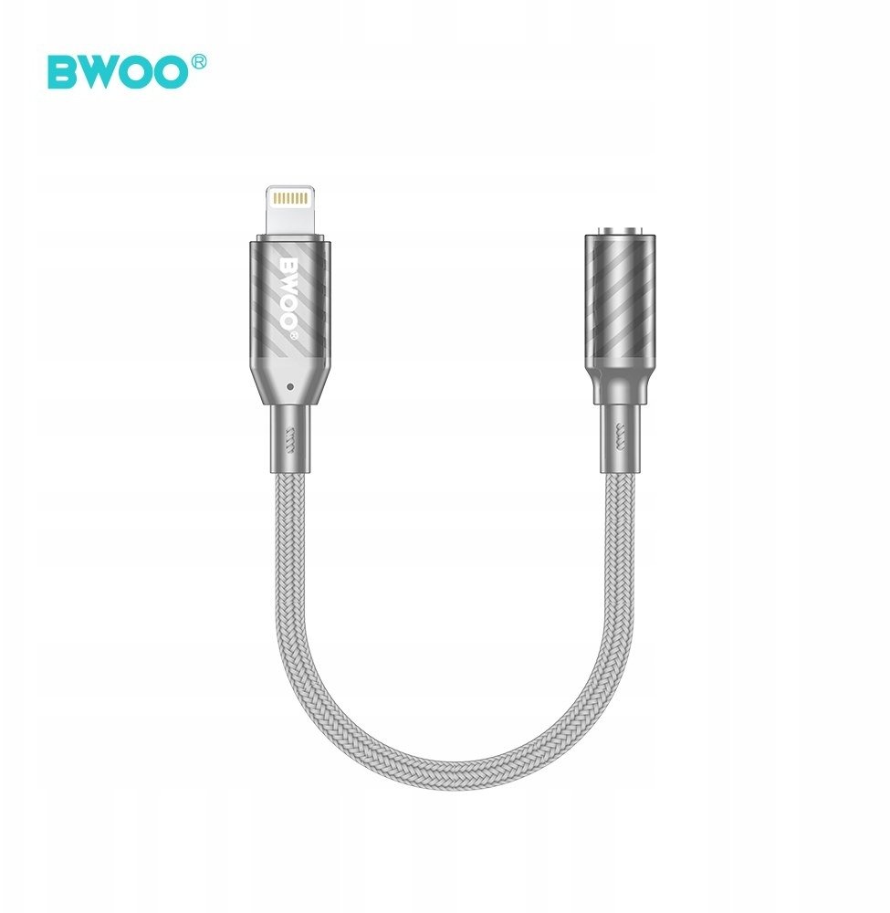 BWOO BZ66 adapter Lightning - jack 3.5mm szary
