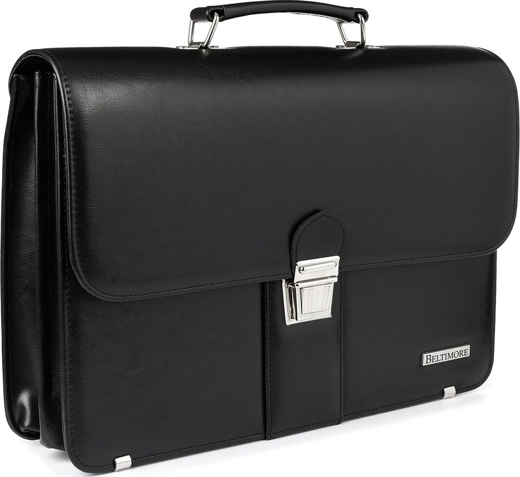 Beltimore Czarna męska aktówka Beltimore teczka elegancka pojemna W37