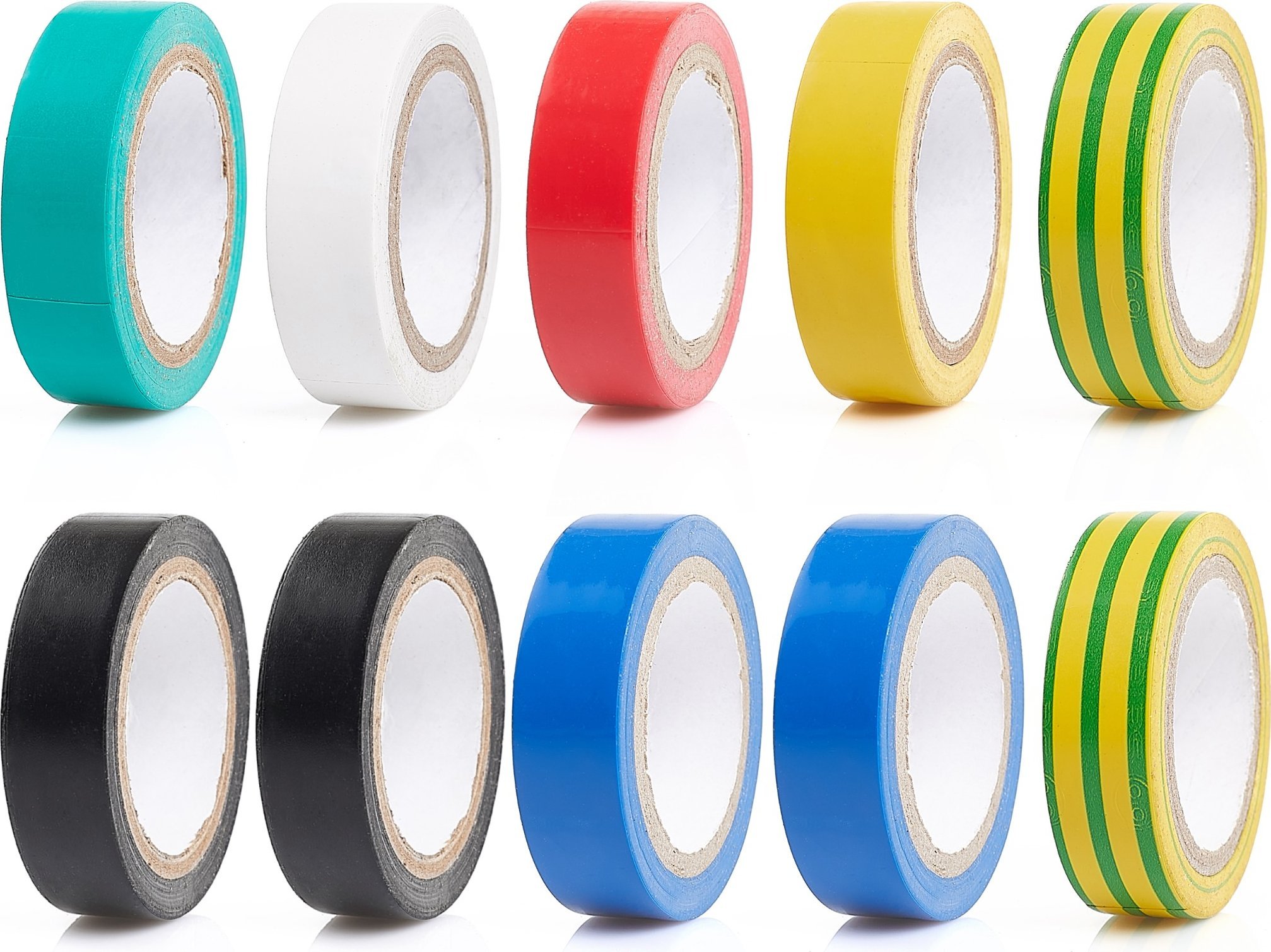 Zestaw 10 Taśm Izolacyjnych PVC Kolorowe 15mm x 10m Zestaw dla Elektryka