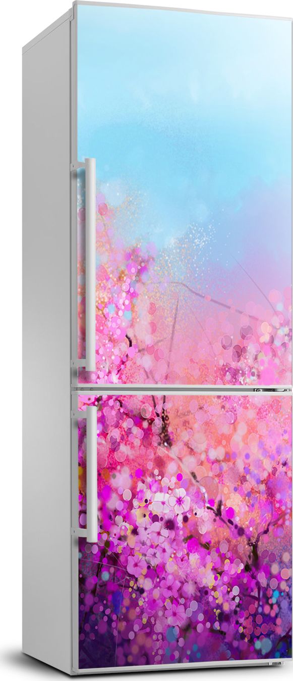 Tulup Naklejka samoprzylepna na lodówkę 70x190 cm Kwiaty wiśni