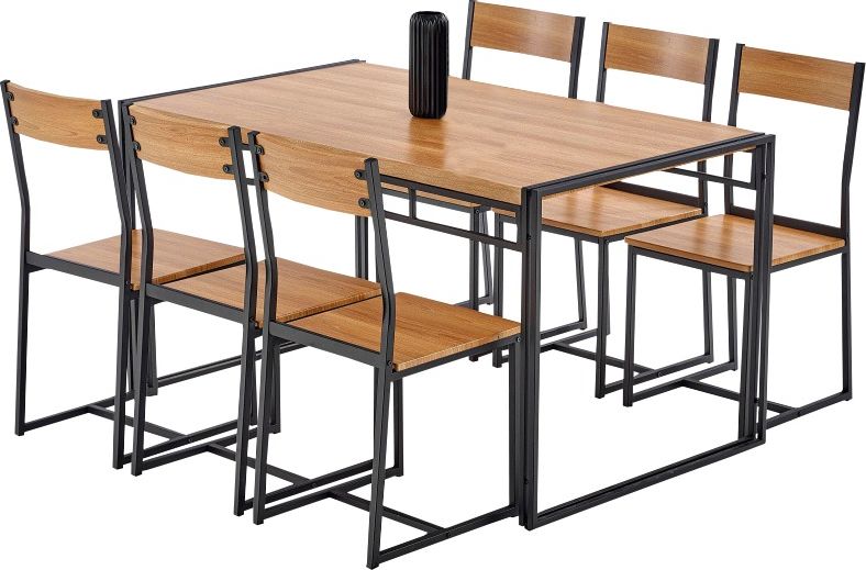 Selsey Stół z krzesłami Shazam dąb złoty - czarny