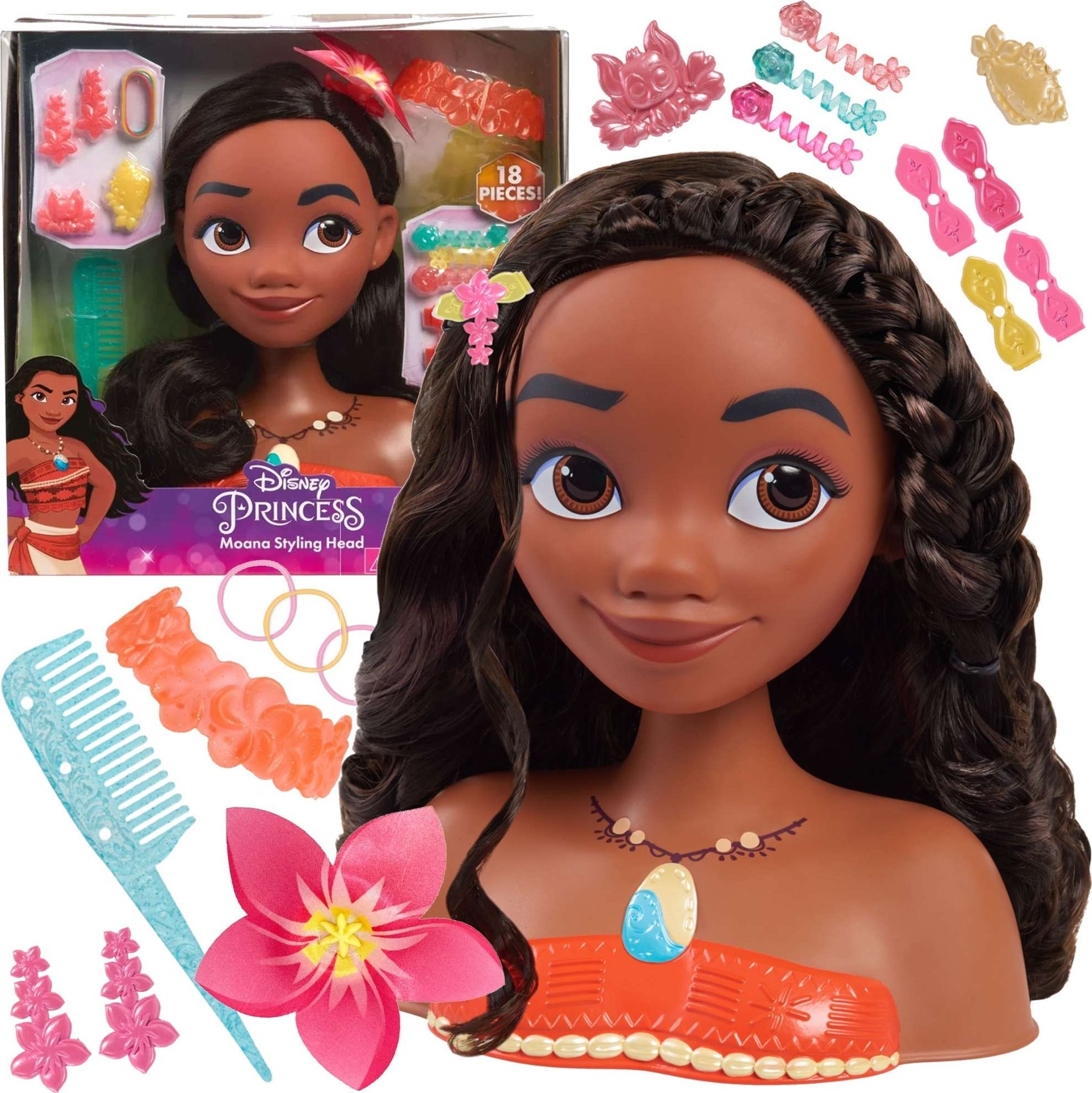 Just Play DISNEY PRINCESS Moana (Vaiana) styling head with 18 accessories