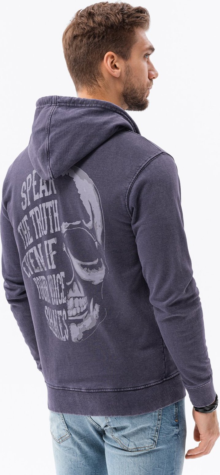 Ombre Bluza męska rozpinana z nadrukiem - granatowa V3 B1280 XL