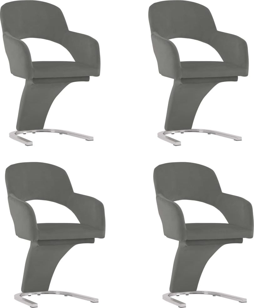 vidaXL Krzesła stołowe, 4 szt., szare, aksamitne