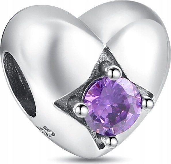Sfera Damska Zawieszka SREBRO 925 Charms Koralik Serce Cyrkonia