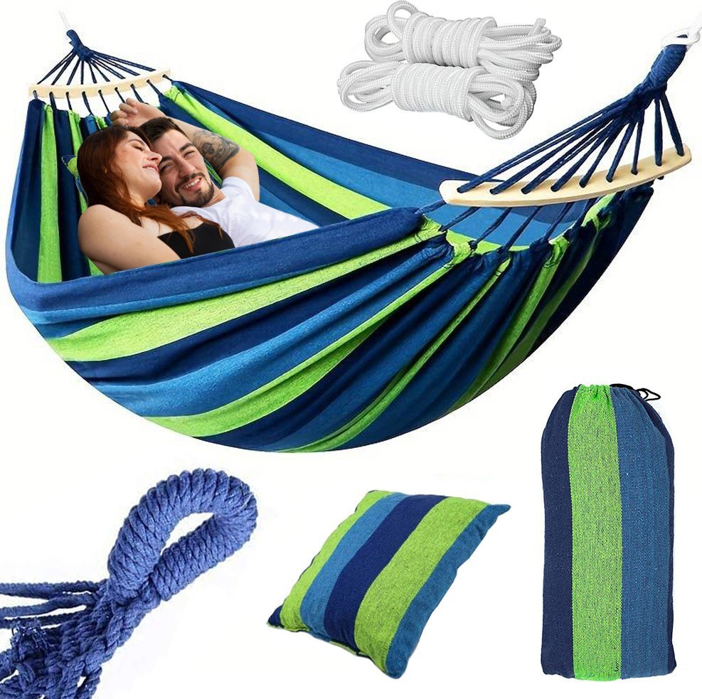 Verk Hamak dwuosobowy z poduszką brazylijski xxl duży 200kg 260x150 pokrowiec Hamak dwuosobowy z poduszką brazylijski xxl duży 200kg 260x150 pokrowiec