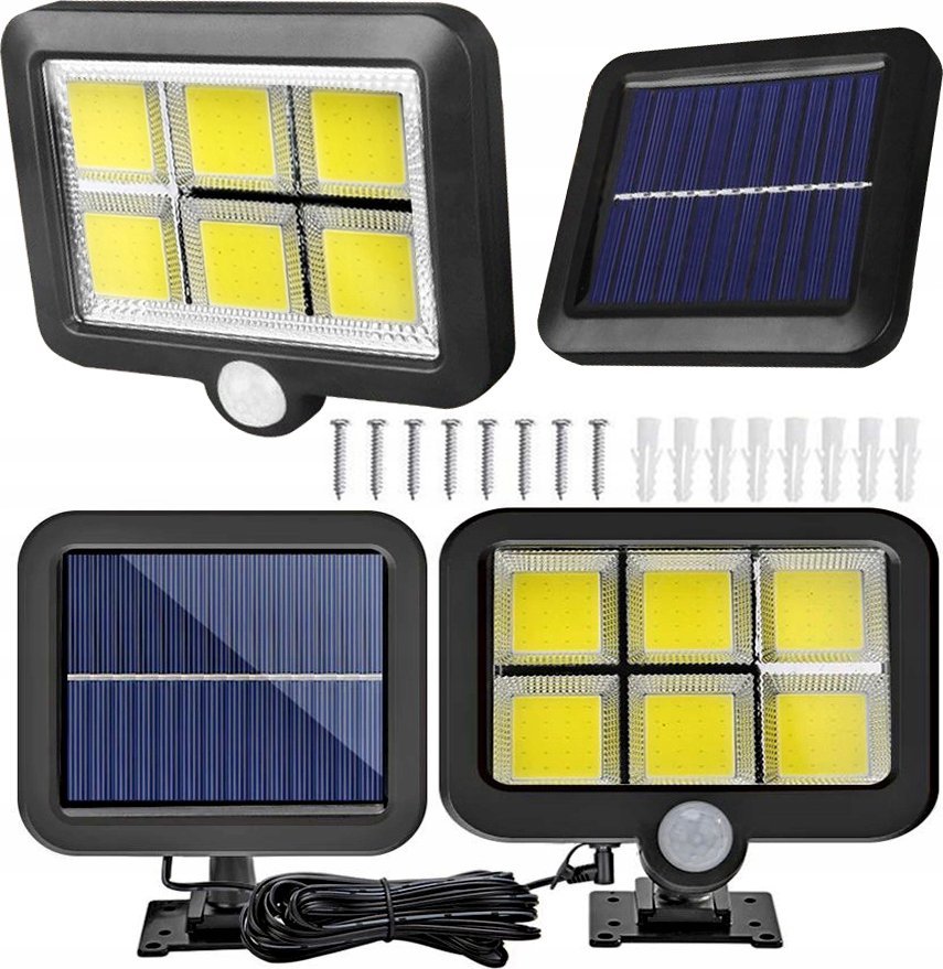 LAMPA LED Z CZUJNIKAMI I PANELEM SOLARNYM 120LED BG-105