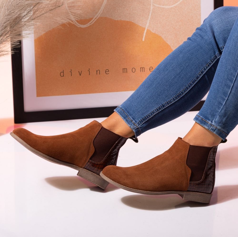 Butdam Sztyblety skórzane zamszowe wężowe kamelowe Butdam-36