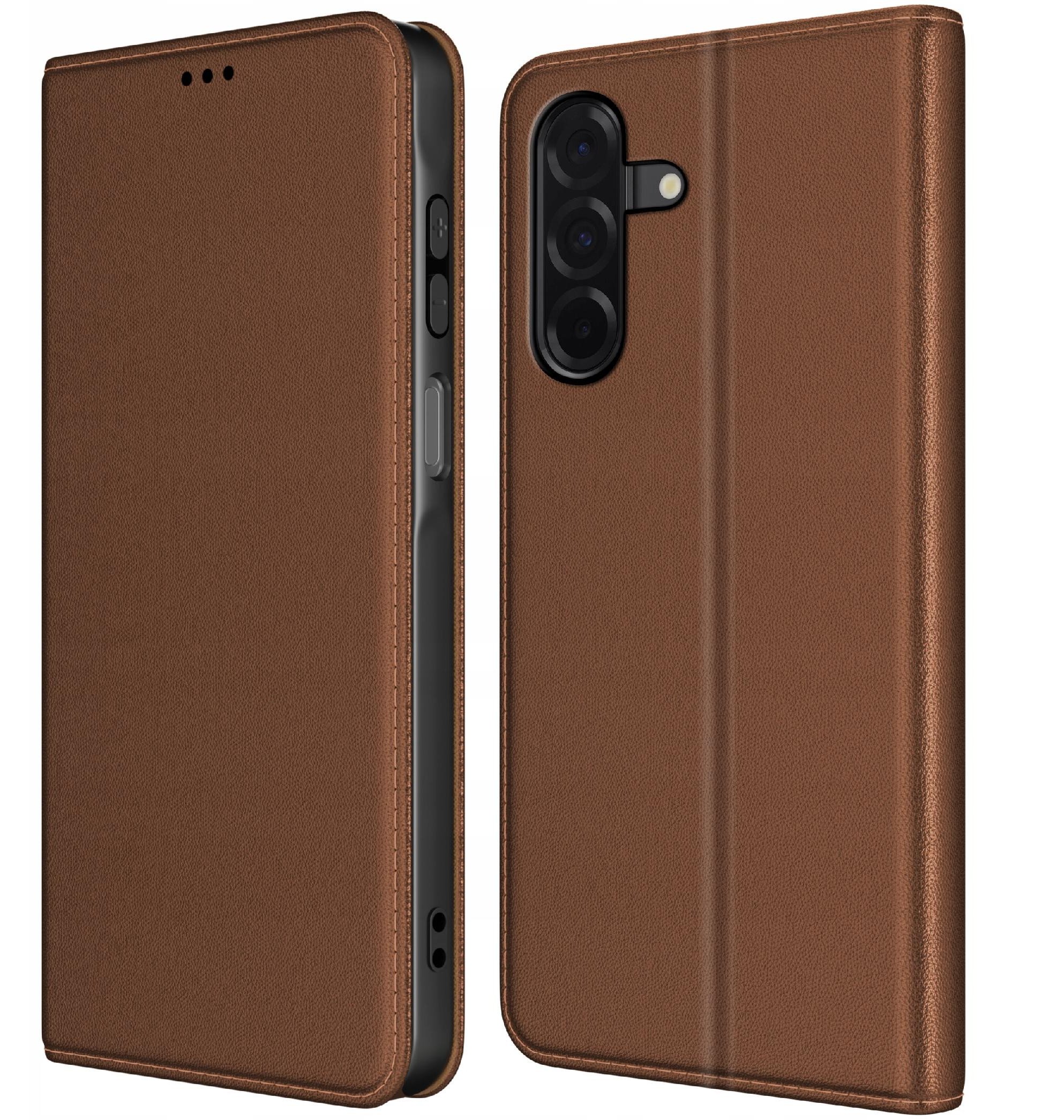 Etui do Samsung A17 5G SKÓRZANE CZARNE ZAMYKANE MAGNETYCZNE + SZKŁO