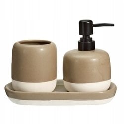 Dozownik do mydła i kubek na szczoteczki na ceramicznej podstawce THE PASTELS